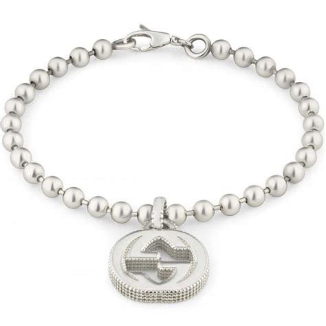 gucci silver bead bracelet|Gucci interlocking silver bracelet.